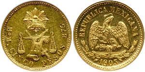 5 Peso Messico (1867 - ) Oro 