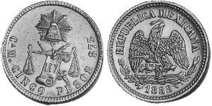 5 Peso México (1867 - ) Oro 