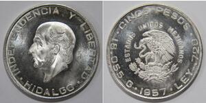 5 Peso Estados Unidos Mexicanos (1846 - 1863) Plata Miguel Hidalgo