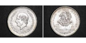 5 Peso Second Federal Republic of Mexico (1846 - 1863) Silver Miguel Hidalgo