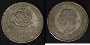 5 Peso Second Federal Republic of Mexico (1846 - 1863) Silver Miguel Hidalgo