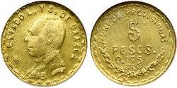 5 Песо Мексиканські Сполучені Штати (1867 - ) Золото 