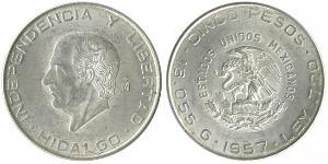 5 Peso Second Federal Republic of Mexico (1846 - 1863) 銀 Miguel Hidalgo