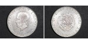 5 Peso Second Federal Republic of Mexico (1846 - 1863) 銀 Miguel Hidalgo