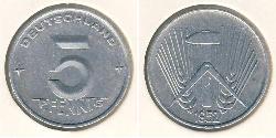 5 Pfennig Repubblica Democratica Tedesca (1949-1990) Alluminio 