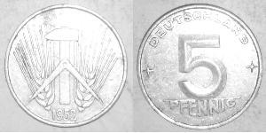 5 Pfennig República Democrática Alemana (1949-1990) Aluminio 