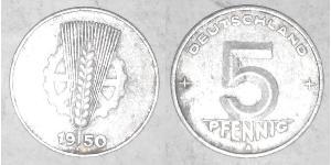 5 Pfennig Deutsche Demokratische Republik (1949-1990) Aluminium 