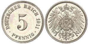 5 Pfennig German Empire (1871-1918) Copper/Nickel 