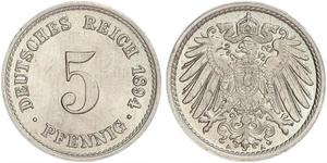5 Pfennig Deutsches Kaiserreich (1871-1918) Kupfer/Nickel 