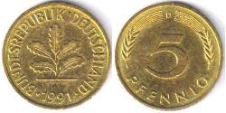 5 Pfennig Bundesrepublik Deutschland  (1990 - ) Kupfer/Stahl 
