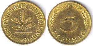 5 Pfennig Bundesrepublik Deutschland  (1990 - ) Kupfer/Stahl 