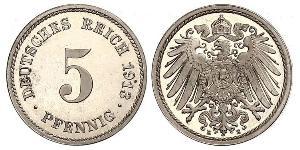 5 Pfennig Imperio alemán (1871-1918) Níquel/Cobre 