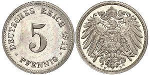 5 Pfennig Imperio alemán (1871-1918) Níquel/Cobre 