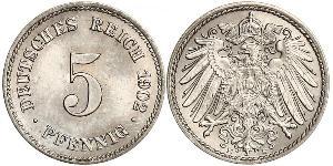 5 Pfennig Imperio alemán (1871-1918) Níquel/Cobre 