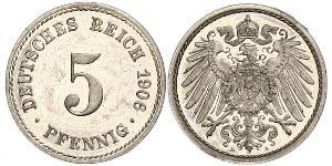 5 Pfennig Imperio alemán (1871-1918) Níquel/Cobre 