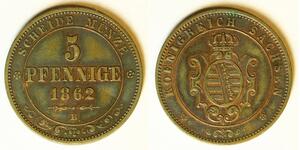 5 Pfennig Stati federali della Germania Rame 