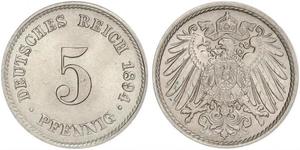 5 Pfennig Impero tedesco (1871-1918) Rame/Nichel 