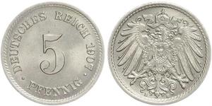 5 Pfennig Impero tedesco (1871-1918) Rame/Nichel 