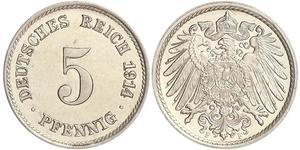 5 Pfennig Impero tedesco (1871-1918) Rame/Nichel 