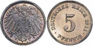 5 Pfennig Impero tedesco (1871-1918) Rame/Nichel 