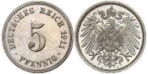 5 Pfennig Impero tedesco (1871-1918) Rame/Nichel 