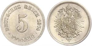 5 Pfennig 德意志帝國 (1871 - 1918)  