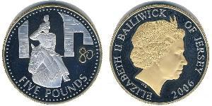 5 Pound Baliato di Jersey (1066 - ) Argento Elisabetta II (1926-2022)