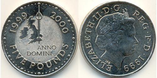5 Pound United Kingdom (1922-) Copper/Nickel Elizabeth II (1926-2022)