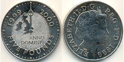 5 Pound Reino Unido (1922-) Níquel/Cobre Isabel II (1926-2022)