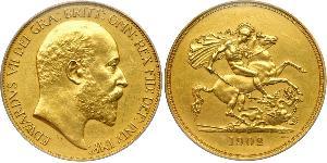 5 Pound Reino Unido de Gran Bretaña e Irlanda (1801-1922) Oro Eduardo VII (1841-1910)