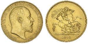 5 Pound Reino Unido de Gran Bretaña e Irlanda (1801-1922) Oro Eduardo VII (1841-1910)