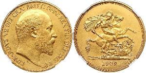 5 Pound Reino Unido de Gran Bretaña e Irlanda (1801-1922) Oro Eduardo VII (1841-1910)