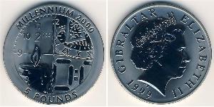 5 Pound Gibraltar (1704 - ) Plata Isabel II (1926-2022)
