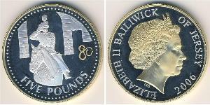 5 Pound Jersey (1066 - ) Plata Isabel II (1926-2022)