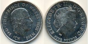 5 Pound Regno Unito (1922-) Rame/Nichel Elisabetta II (1926-2022)