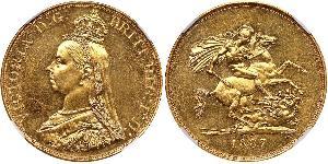 5 Pound 大英帝国 / 大不列颠及爱尔兰联合王国 (1801 - 1922) 金 维多利亚 (英国君主)