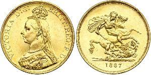 5 Pound 大英帝国 / 大不列颠及爱尔兰联合王国 (1801 - 1922) 金 维多利亚 (英国君主)