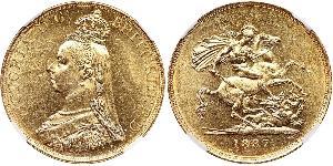 5 Pound 大英帝国 / 大不列颠及爱尔兰联合王国 (1801 - 1922) 金 维多利亚 (英国君主)