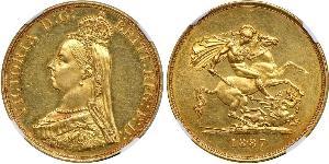 5 Pound 大英帝国 / 大不列颠及爱尔兰联合王国 (1801 - 1922) 金 维多利亚 (英国君主)