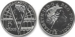 5 Pound United Kingdom (1922-) 銀 伊丽莎白二世 (1926-2022)