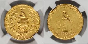 5 Quetzal Guatemala (1838 - ) Or 