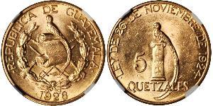 5 Quetzal Guatemala (1838 - ) Or 