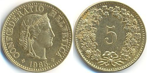 5 Rappen / 5 Centime Suiza Níquel/Cobre/Plata 