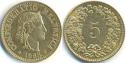 5 Rappen / 5 Centime Svizzera Rame/Argento/Nichel 