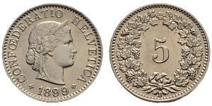 5 Rappen / 5 Centime Svizzera Rame/Argento/Nichel 