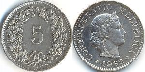 5 Rappen / 5 Centime 瑞士 銀/銅/镍 