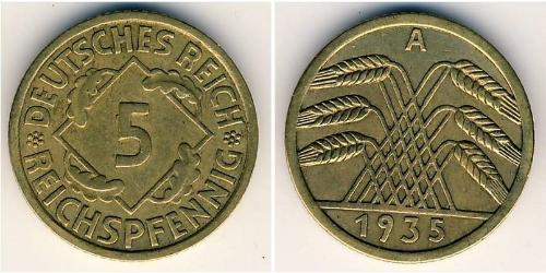 5 Reichpfennig Weimar Republic (1918-1933) Brass 