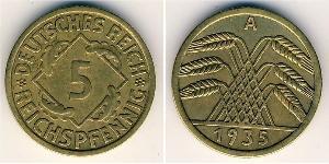 5 Reichpfennig République de Weimar (1918-1933) Laiton 