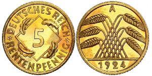 5 Reichpfennig Repubblica di Weimar (1918-1933) Ottone 