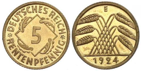5 Reichpfennig Repubblica di Weimar (1918-1933) Ottone 
